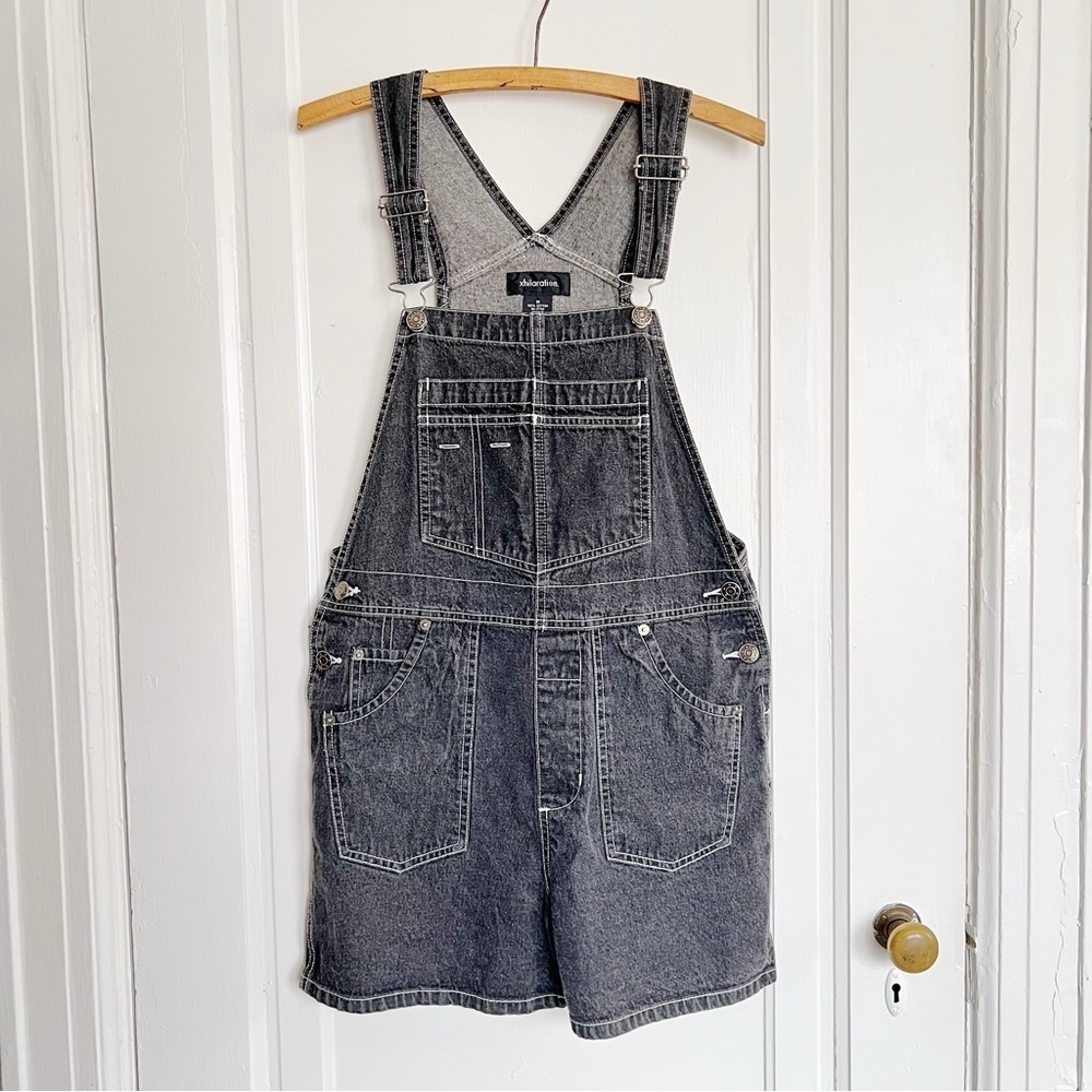 vintage • 90s overall shorts shortalls Y2K Xhilaration cotton black denim 2000s